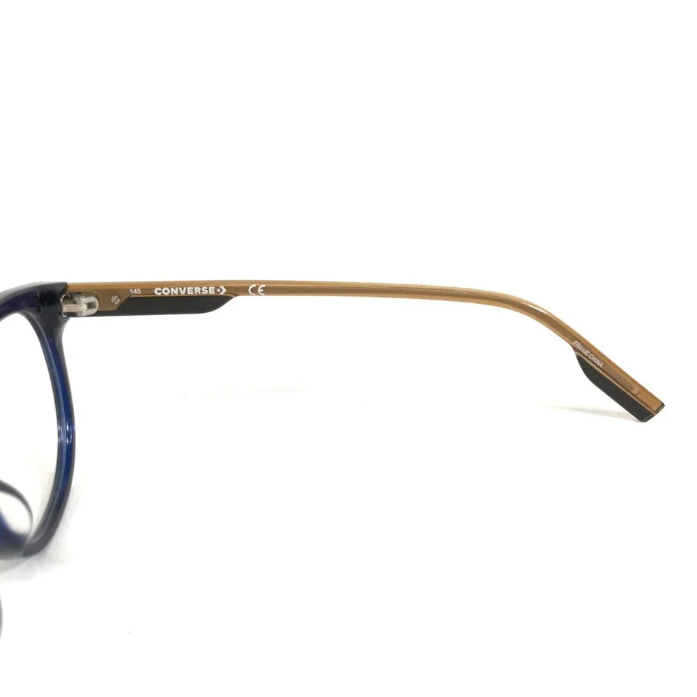 Converse Eyeglasses Frames CV5007 411 Shiny Blue Brown Round Full Rim 51-20-145